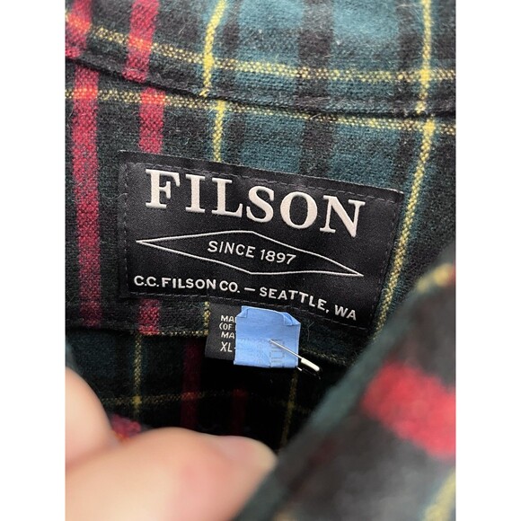 Filson Limited Edition Mackinaw Jac Shirt Red Green Gold Black XL Long USA - Picture 3 of 8